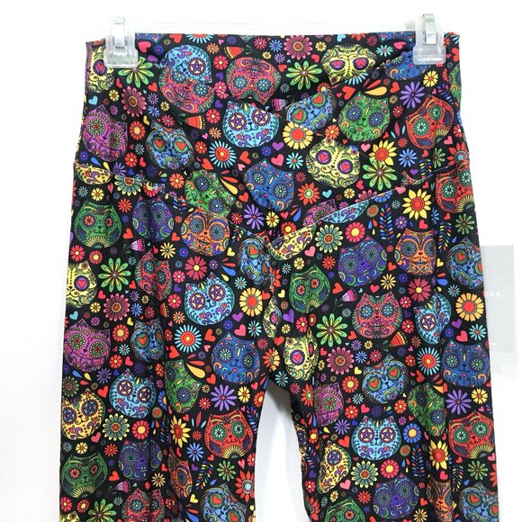 Sugar Skull Halloween Leggings Cat Print Women XL - Picture 1 of 7